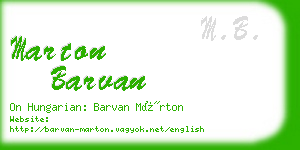 marton barvan business card
